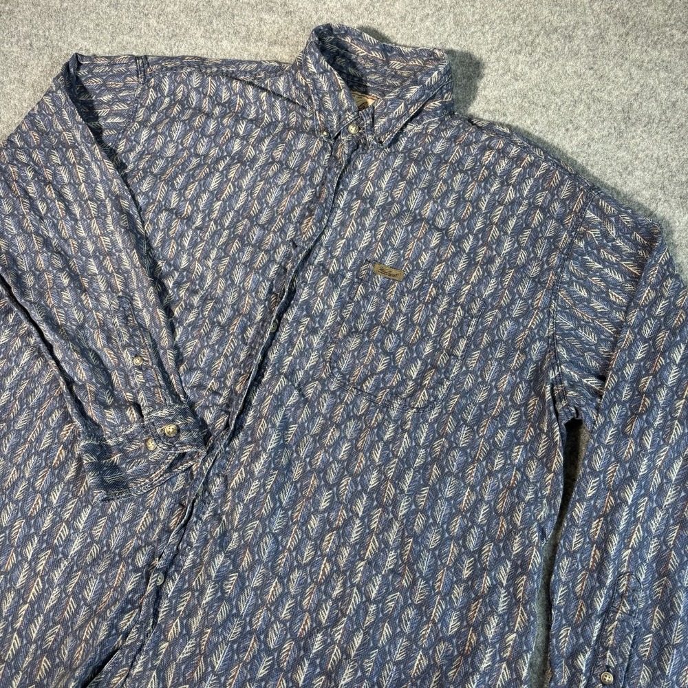 Woolrich Shirt Mens 2XL Blue Long Sleeve Pattern Button Up Outdoor Cotton Casual